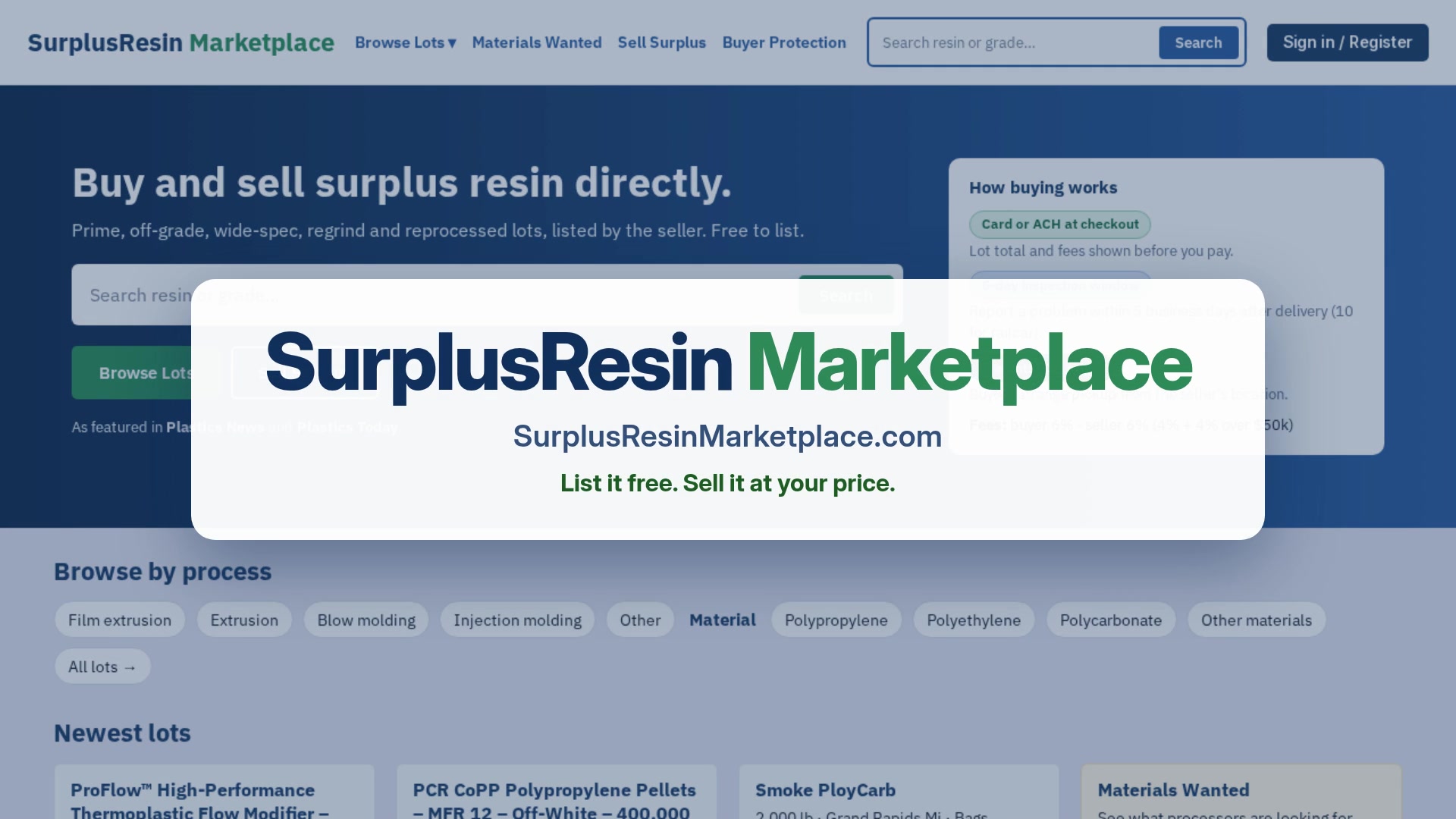 SurplusResin Marketplace: turn surplus into revenue
